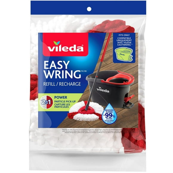 Vileda EasyWring Spin Mop Power Mop Head Replacement, 2-in-1 Microfibre, Reusable Mop Head