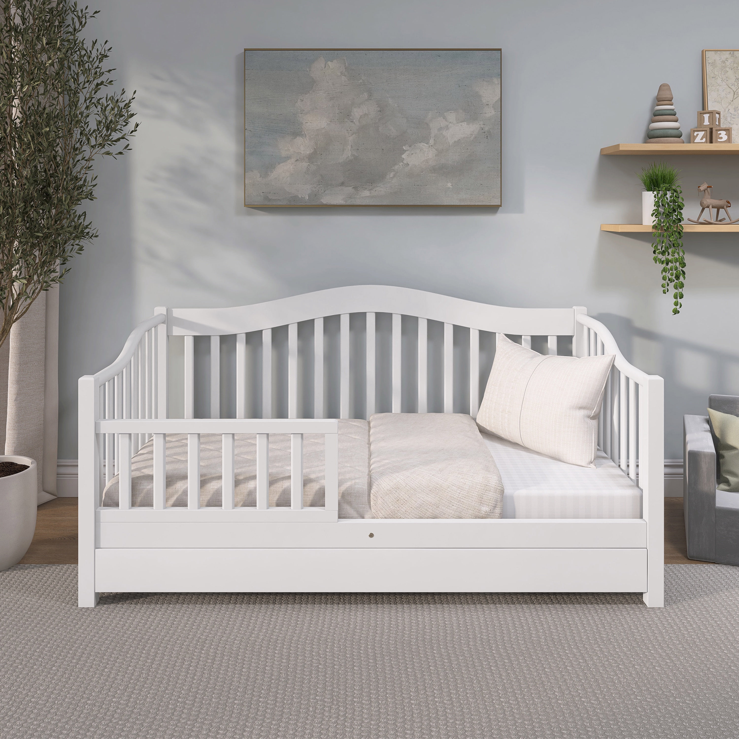 Dream on Me Toddler Day Bed with Storage, White
