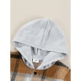 thumbnail image 5 of Toddler Infant Boy Girl Spring Shirts Button-Down Long Sleeve Plaid Print Hooded Shirt Jacket Casual Clothes, 5 of 9