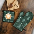 thumbnail image 5 of Dark Green Christmas Tree Pattern Kitchen Oven Mitt and Pot Holder Sets 2 Pcs for Baking, Cooking and Grilling, Heat Resistant Up To 392 °F, 5 of 7