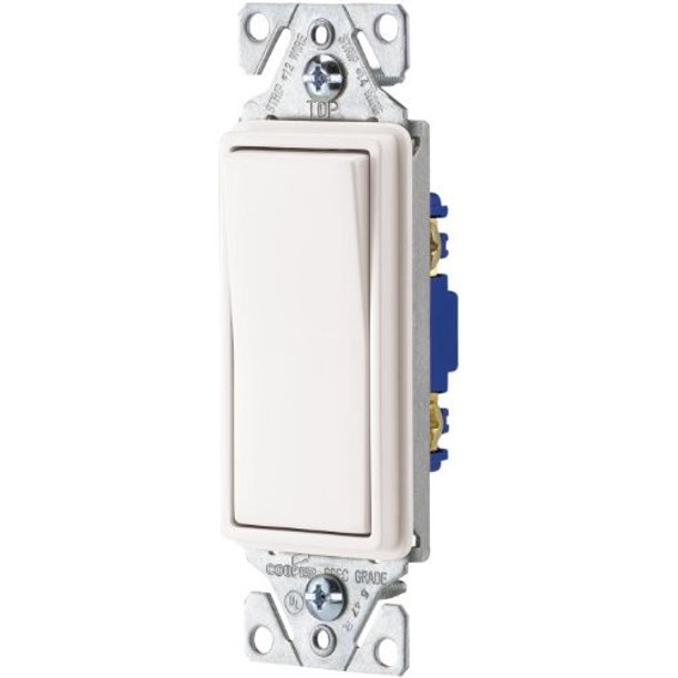 Cooper 7501W White Single Pole Decorator Rocker Light Switch Walmart