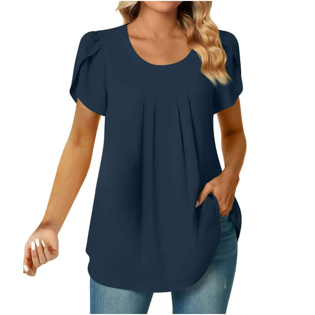 Birdeem Blouse Mode Femme Confortable Décontractée Col Rond Manches Courtes Imprimé
