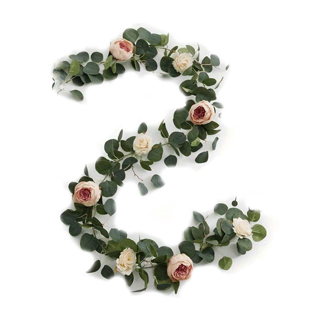 Garlands for Decor5.3Ft Artificial Flower Garland with Roses Fake Rose Flower Garland Floral Vines for Wedding Home Party Table Runner Decor Artificial Flower Vines Fake Silk