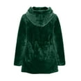 thumbnail image 4 of UTSJKR Women's Faux Fur Hooded Coat Hooded Winter Warm Jacket Elegant Solid Long Sleeve Plush Outerwear Fluffy Overcoat Green XL, 4 of 6