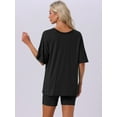thumbnail image 4 of DARING DIVA Pajamas V Neck Workout Reversible Tracksuit Shorts Set XS Black, 4 of 6
