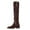 Brown, variant on SKIYLEVZ Knee-High Boots for Women Combat Boots Winter Cold Weather Shoes for Outdoor Winter Adventures Block Heel Stretch Figure Flattering Round Toe Side Zip