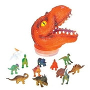 Kicko Dinosaur Action Figures with T-rex HeadCase - 24-Piece Realistic Dino Playset - Halloween Table Centerpiece, Cake Topper, Birthday Present, and Party Prize