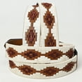 thumbnail image 2 of BE BAR H EQUINE Western Genuine Leather Men And Women Brown Belt Embroidered White & Brown, 2 of 4