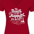 thumbnail image 4 of Inktastic The Beach is My Happy Place with Palm Trees Women's V-Neck T-Shirt, 4 of 5