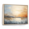 thumbnail image 2 of Designart "Beige And Gold Sunset Calm" Landscape Sunset Floater Framed Wall Art Living Room, 2 of 5