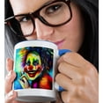 thumbnail image 2 of 3drose, Smiling Clown with Red Nose, Yellow Face and Dark Hair. Chic Gift, 11oz Two-tone Blue Mug, 2 of 6