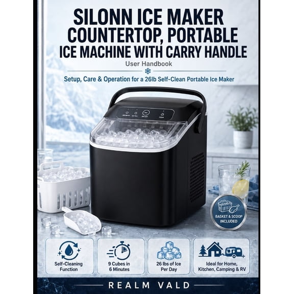 Silonn Ice Maker Countertop, Portable Ice Machine with Carry Handle User Handbook: Setup, Care & Operation for a 26lb Se, (Paperback)
