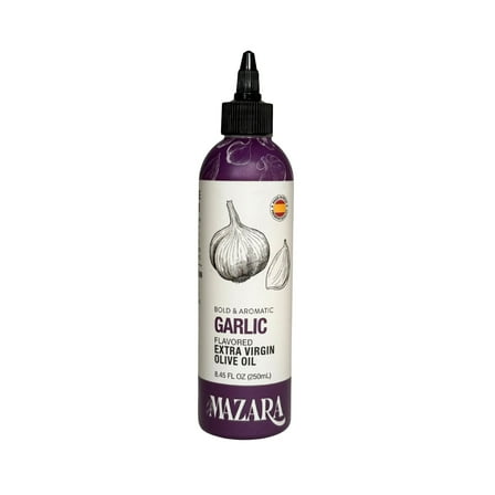 Mazara Squeezable Spanish Garlic-Infused Extra-Virgin Olive Oil – 250 ml Picual Extra Virgin Olive Oil | Cold-Pressed, Antioxidant-Rich Gourmet Drizzle Oil