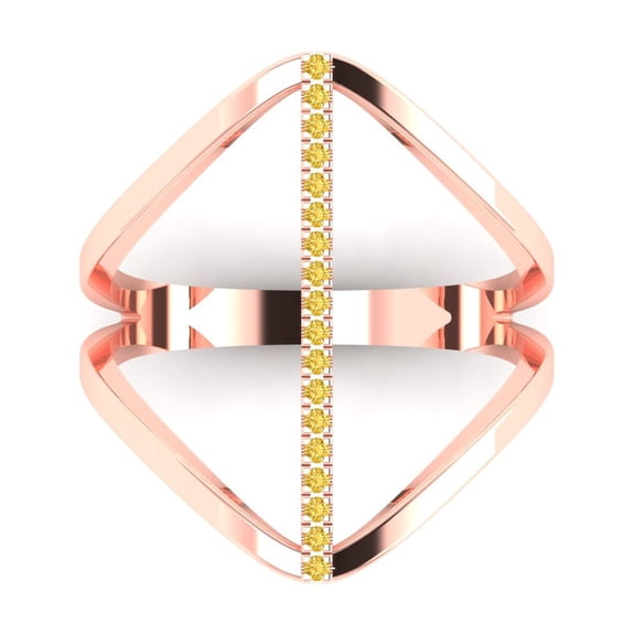 Statement Engagement Ring for Women - 0.09ct Natural Citrine in 18K Rose Gold Promise Ring