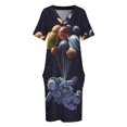 thumbnail image 3 of Vestido de noche holgado con bolsillos para mujer ropa de viaje espacial tendencia, 3 of 6