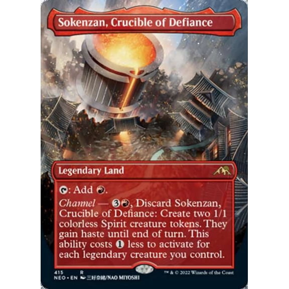 MtG Kamigawa Neon Dynasty Rare Sokenzan, Crucible of Defiance (Alternate Art Borderless)