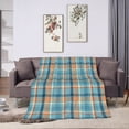 thumbnail image 6 of DouZhe Ultra-Soft Micro Fleece Lightweight Flannel Bed Blanket, Classic Orange Blue Plaid Print Cozy Warm Throw Blankets, 40"x30", 6 of 7