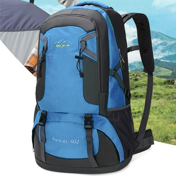 Decodeary 60L Backpacks Outdoor Large Capacity Sports Rucksacks Climbing Pack Hunting Fishing Trekking Folding Storage Bag Blue