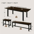 thumbnail image 3 of Honfach 5 Piece Dining Table Set for 4-8 People, 63" Large Extendable Kitchen Table Set with 2 Benches and 2 Square Stools, Dining Room Table with MDF Wood Board，Espresso, 3 of 8