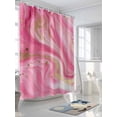 thumbnail image 3 of Pink Marble Abstract Shower Curtain, Gold Foil Modern Waterproof Shower Curtain Set with 12 Hooks Lightweight Washable Fabric Shower Curtains for Bathroom 72x72 Inches, 3 of 6