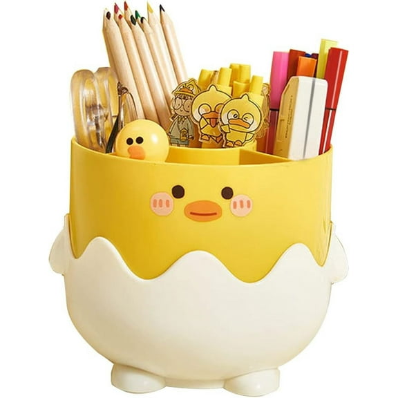 Little Yellow Duck Pencil Holder, Cute Pencil Cup, Desktop Stationery Organizer Box for Home Office