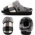 thumbnail image 2 of CHICVOMEY House Slippers for Women & Men Checkered Plaid Memory Foam Slippers with Fuzzy Faux Fur Non-Slip Cozy House Slippers, 2 of 6
