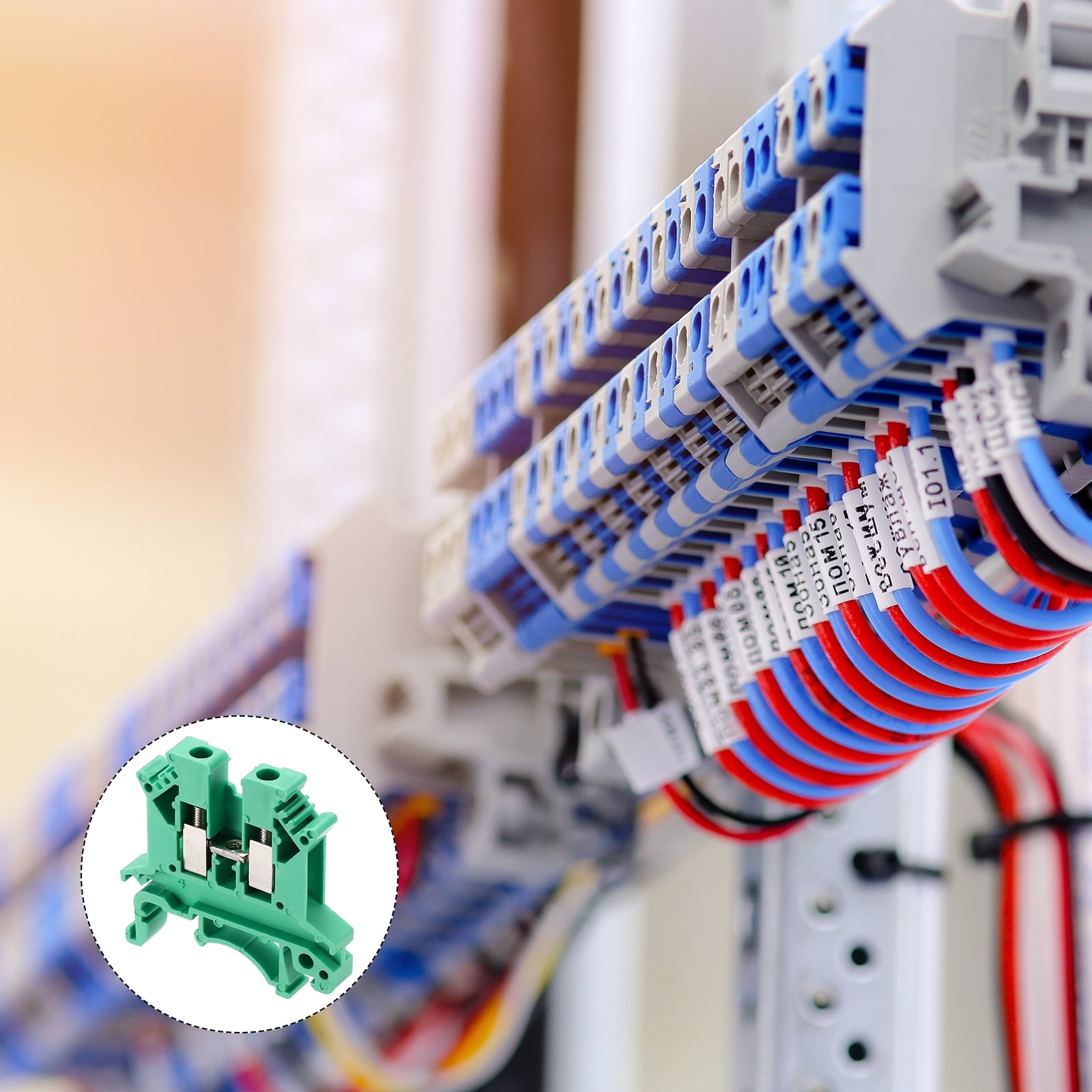 Uxcell Terminal Blocks 100 Pack UK-2.5B Rail Mount Fuse Holder Screw Terminal Block Wire End Bracket Stopper Din Rail Screw for DIY Electronic Circuits Machine Appliances, Green