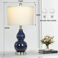 thumbnail image 5 of Cinkeda Coastal Double Gourd Ceramic Table Lamp Set of 2 for Living Room Bedroom 22" Nautical Blue Bedside Nightstand Lamp with White Shade, 5 of 7