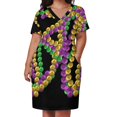 thumbnail image 2 of Collares trenzados de cuentas de Mardi Gras para mujer vestidos de vestido holgados con bolsillo púrpura verde y dorado fondo negro, 2 of 6