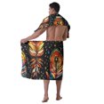 thumbnail image 2 of Colevkie Men's 2 Pcs Bath Wrap Set Bath Skirt & Bath Towel Polyester Adjustable Quick Drying Soft for Home Hotel Beach Sauna Printed Feathers Pattern, 2 of 7