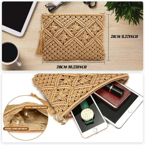 JOSEKO Bolso de mano para mujer bolso de paja con borlas bolso tejido a mano vintage bolso de playa de verano Adepaton WMZL 1661 1 Bodega Aurrera en linea