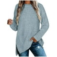 thumbnail image 2 of Bcresic Womens Sherpa Pullover Oversized Fuzzy Fleece Sweatshirts Casual Basic Solid Warm Shirts Fall Winter Trendy Outerwear Raglan Long Sleeve Split High Low Tunic Sweatshirt,Light Blue,XX-Large, 2 of 5