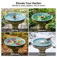 thumbnail image 3 of Topadorn Vintage Birdbath Ceramic Bowl Decor,Drinker Plate for Outdoor Garden Yard,Blue with Yellow Flower, 3 of 9