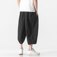 thumbnail image 5 of Gbsyewxs Mens Shorts Solid Color Elastic Waist Drawstring Wide Leg Casual Summer Shorts For Men Black, 5 of 6