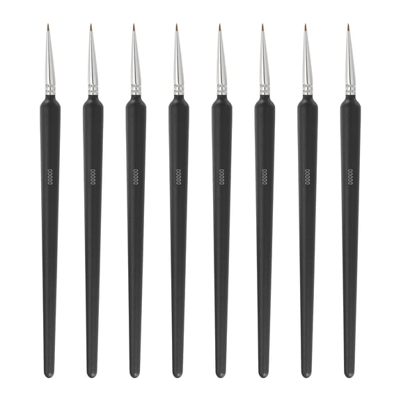 Uxcell 8 Pcs Detail Paint Brushes 5.5mm Pointed Tip (00000), Black