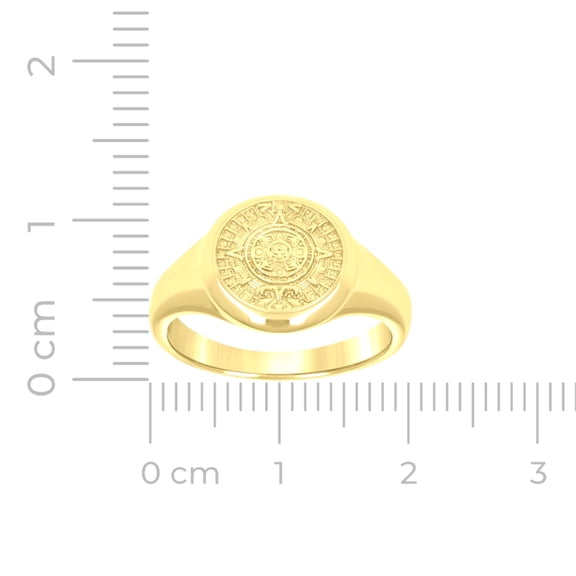 14k 14kt Yellow Gold Mens Aztec Calendar Fashion Ring