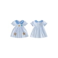 thumbnail image 2 of BemeyourBBs Toddler Baby Girl Summer Starfish Dress Plaid Gingham Short Sleeve Doll Collar Seashell Embroidery A-Line Dress Toddler Girls Casual Dress, 2 of 9