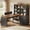 Black + Brown, variant on SEDETA Farmhouse L Shaped Computer Desk with 3 Drawers, 59" Corner Office Desk with 5-Tier Bookshelf Hutch, Wood Writing Table Workstation with Built-in Power Outlet for Home Office, White + Brown