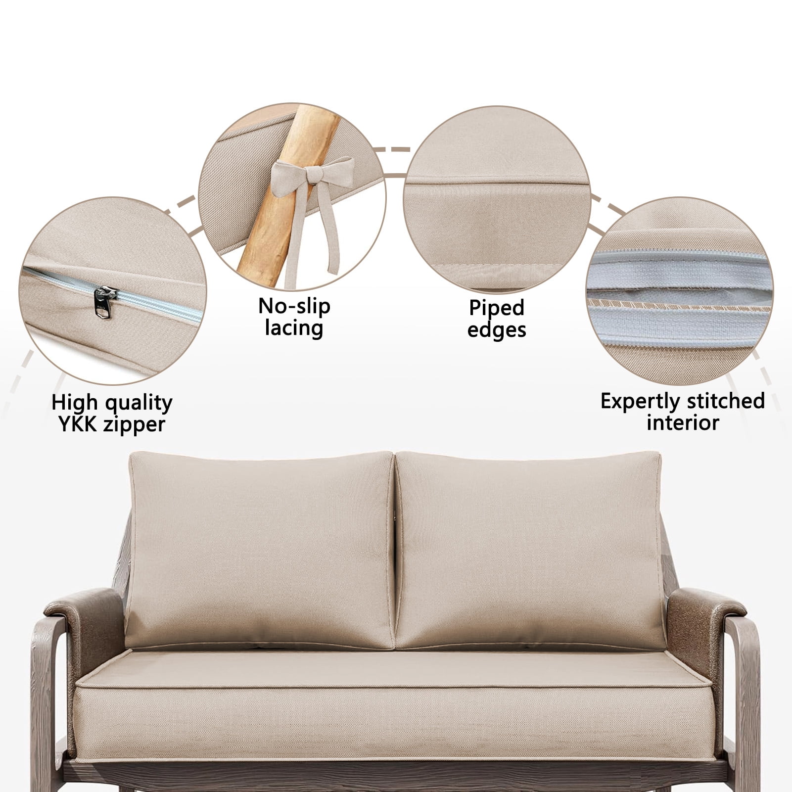 Outdoor Loveseat Cushion Set, 48 x 24, Water Repellent, Fade Resistant, Couch love seat