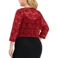 thumbnail image 3 of MODA NOVA Juniors Plus Size Lace Crop Shrug Cardigan Burgundy 4X, 3 of 6