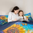thumbnail image 5 of Homewish Blue Orange Sunflower Twin Bedding Sets 7-Piece, Dreamy Rustic Butterfly Bedding Comforter Set, Vintage Oil Printing Reversible Sheet Sets, Microfiber Bedroom Decor, 5 of 8