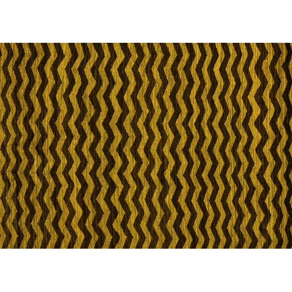Ahgly Company Machine Washable Indoor Rectangle Abstract Yellow Modern Area Rugs, 3' x 5'