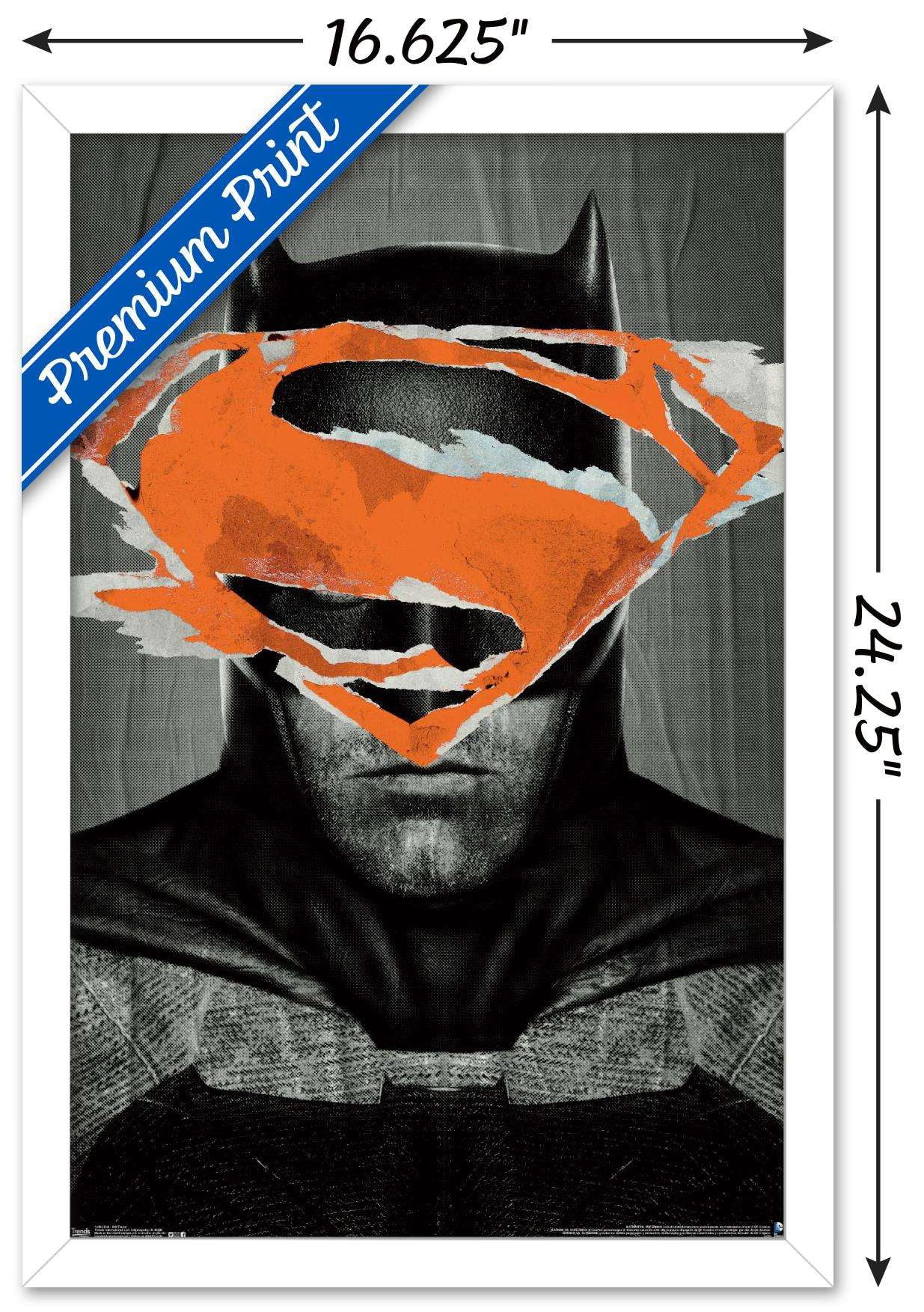 DC Comics Movie - Batman v Superman - Batman Teaser Wall Poster, 14.725" x 22.375", Framed