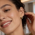 thumbnail image 4 of KeyStyle 18K Gold Plated Small Hoop Earrings Thick Huggie Earrings for Men Women Hoop Earrings Anniversary Jewelry Valentine's Day Gift for Husband Wife, 4 of 8