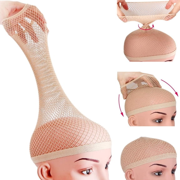 Wig Caps, No Braiding Needed Wig Caps for Wig Beginner, Wig Net for Long Hair, Hair Net for Halloween Cosplay, Natural Nude, 1 Pieces
