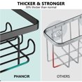 PHANCIR 5 PCS Corner Shower Caddy, No Drilling Stainless Steel Shower Storage Rack with Hooks & Toothpaste Holder for Bathroom, Black
