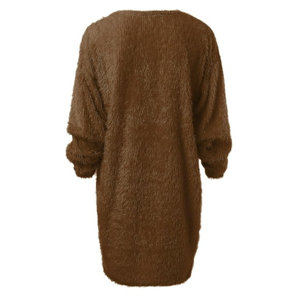 Women'S Neck Ribbed Long Sleeve Bodycon Pullover Cute Mini Sweater Dress Plus Size Dress for Women Brown,XL