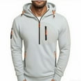thumbnail image 2 of Momasggi Half Zip Hoodies with Zip Pockets for Men Tactical Hooded Sweatshirt Loose Casual Long Sleeve Hoodie Outdoor Workout Gym Pullover Tops Gray XL, 2 of 4