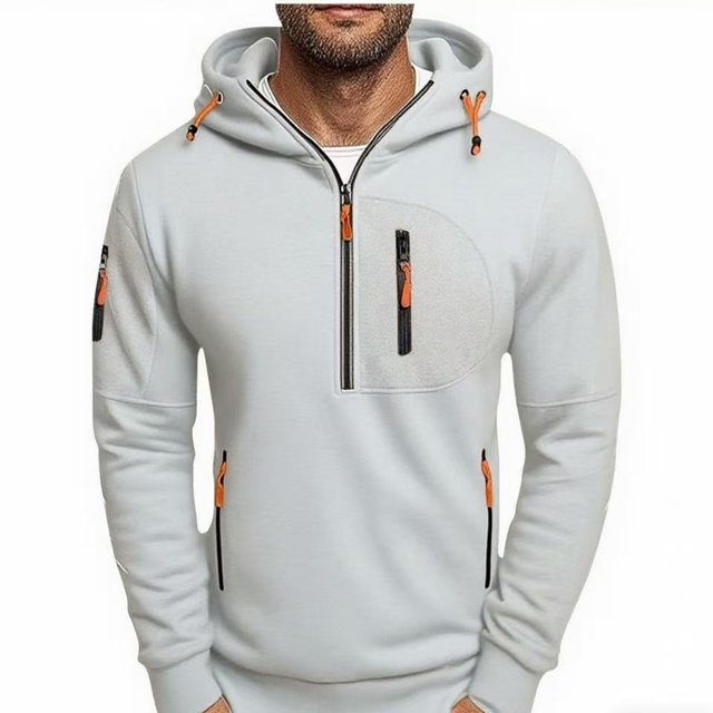 Dolkfu sudaderas activas para hombres, sudadera de media cremallera sólida con bolsillo con cremallera, ropa deportiva para hombres XXXL