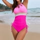 thumbnail image 5 of WILLBEST Traje de Baño 2 Piezas Mujer Traje de Baño de Retales de Color Liso para Mujer, 5 of 8